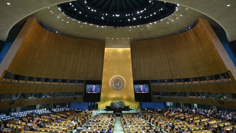 La Asamblea General de la ONU, durante la intervención del ministro de Exteriores ruso, Serguéi Lavrov