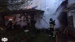 Incendio en un h�rreo de Carda, en Villaviciosa