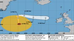 Zona del Atl�ntico donde el hurac�n Mart�n se transformo en borrasca extratropical