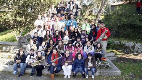 orquesta de saxos de redondela en la illa de San Simon 2012