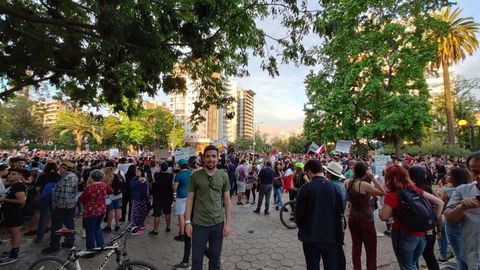 Pablo Cueto, en una de las protestas en Santiago de Chile