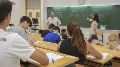 Imagen del examen de la selectividad extraordinaria en la escuela de Enxeara Forestal de Pontevedra