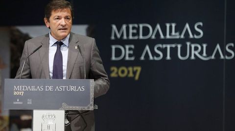 Javier Fern�ndez, durante su discurso en la entrega de las Medallas de Asturias