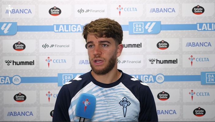 El jugador del Celta Sergio Carreira, tras el partido frente al Oviedo de este domingo en Bala�dos.