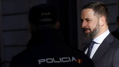 El presidente de Vox, Santiago Abascal, este martes, a su entrada en el Congreso