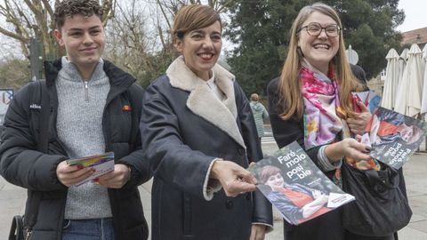 La candidata de Sumar Galicia, Marta Lois, este martes en Santiago 