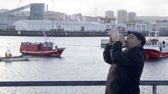 Concentraci�n de marineros de varios puertos en el muelle coru��s de O Parrote, el 19 de enero del 2026, por los nuevos controles a la pesca de bajura.