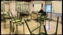 Una de las aulas del colegio Poeta Ux�o Novoneyra el viernes por la ma�ana 