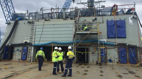 Proceso de fabricaci�n de los destructores fabricados por Navantia para la Armada de Australia, en el astillero ASC de Adelaida, en foto de archivo