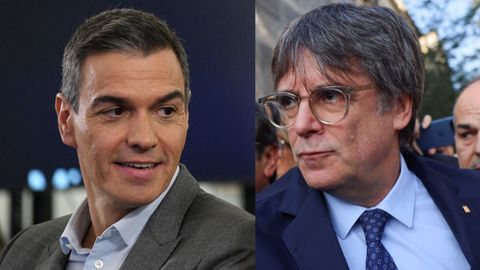 El presidente Pedro Snchez y el lder de Junts, Carles Puigdemont