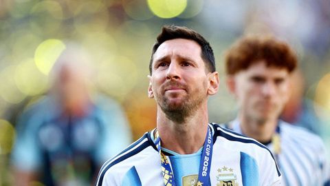 Leo Messi, emocionado, tras perder la final del Mundial ante Espa�a.