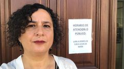 Olga Rodr�guez, la concejala que denunci� al hist�rico exalcalde Jorge Canda, en la casa consistorial, donde tuvo el rifirrafe con el exmandatario a cuenta del horario de atenci�n en este edificio.