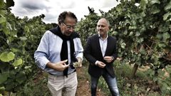 Roberto Verino y David Regades, de la Zona Franca de Vigo, visitaron los vi�edos de Gargalo, en la D. O. Monterrei