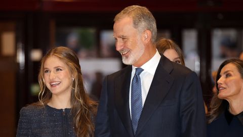 La Familia Real el Rey Felipe IV, la Reina Letizia, la Princesa Leonor presiden el XXXIII Concierto Premios Princesa de Asturias en el Auditorio Palacio de Congresos