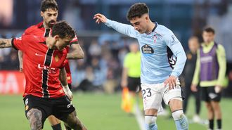 Hugo �lvarez, durante el Celta-Mallorca de este domingo en Bala�dos.