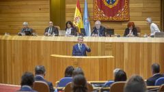 El presidente de la Xunta, Alfonso Rueda, durante una de sus intervenciones en el Parlamento de Galicia este mi�rcoles, con motivo del debate sobre el estado de la autonom�a.