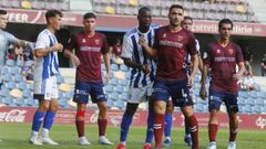 Churre, en primer plano, en un partido de esta temporada contra el Talavera
