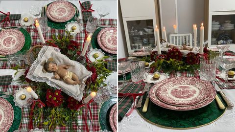 El rojo, el verde y el blanco son los colores predominantes en toda mesa de Navidad.