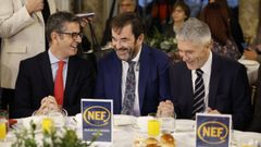El ministro de la Presidencia, Justicia y Relaciones con las Cortes, F�lix Bola�os; el presidente del Consejo General del Poder Judicial (CGPJ), Vicente Guilarte, y el responsable de Interior, Fernando Grande-Marlaska, conversan durante su asistencia al desayuno informativo de Nueva Econom�a F�rum.