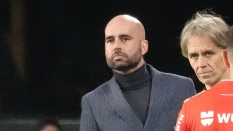 Claudio Girldez, durante el Celta-Espanyol de este domingo en Balados.