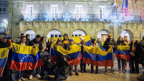 Un grupo de venezolanos afincados en Lugo se reunieron en la Praza Maior