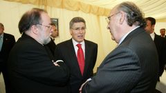 Xos� Lu�s Barreiro, Jos� Luis Meil�n y el historiador Xos� Ram�n Barreiro, en una imagen del a�o 2007 durante un acto en las instalaciones de La Voz de Galicia.