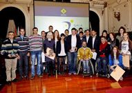 Foto de familia de los galardonados y nomnados, sin Cacheda.