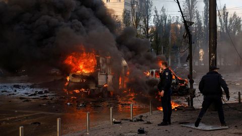 Los da�os causados por el bombardeo ruso contra Kiev del 10 de octubre
