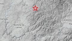 Ubicaci�n del terremoto ocurrido esta madrugada en Triacastela, de 2,2