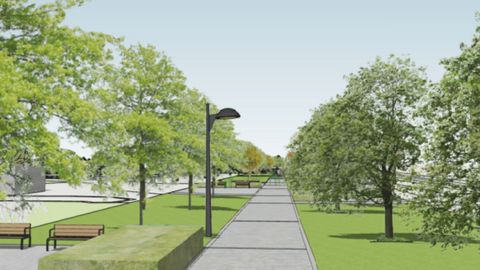 Infograf�a del nuevo espacio verde en el que se convertir� la avenida del Molin�n de Gij�n