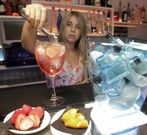 Aroa prepara un gin-tonic con una t�nica Premium. 
