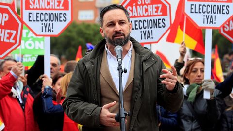 El lder de Vox, Santiago Abascal, durante su intervencin