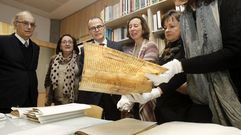  En marzo del 2014, el entonces conselleiro de Cultura Jess Vzquez, en el centro de la foto asisti en el Arquivo Provincial de Lugo a la devolucin de una serie de pliegos restaurados del  Livro da Montaria , procedentes de Monforte, que fueron descubiertros en este centro.