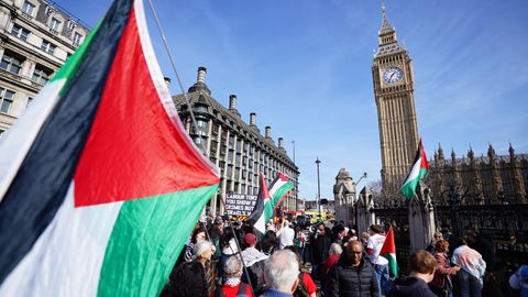 Manifestaci�n por Palestina en las inmediaciones del Big Ben de Londres