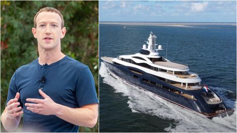 El dueo de Meta, Marck Zuckerberg (izquierda) y su yate de lujo Launchpad, de 118 metros de eslora