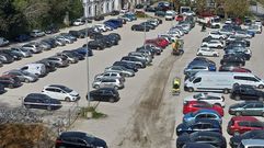 Vista del aparcamiento del S�nchez Aguilera, durante su �ltima reparaci�n, d�as antes de la Semana Santa.