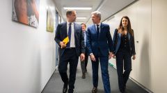 Alfonso Rueda e a conselleira de Medio Rural, Mar�a Jos� G�mez, co conselleiro Christophe Hansen.