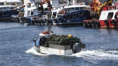 Por el volumen que ocupan en las lanchas, trasladar las nasas del pulpo del puerto al caladero y viceversa puede entraar riesgos para las tripulaciones, sobre todo si hay mal tiempo
