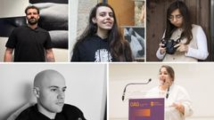 De izquierda a derecha y de arriba a abajo, Hugo Costa, Esther L�pez, Julia Alves, Mateo Cabo y Laura Iglesias, que se formaron en la Escuela Superior de Arte y Dise�o Ram�n Falc�n de Lugo.