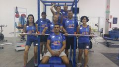 Parte de los integrantes del M&P Running de A Estrada que participar� en la prueba compostelana.