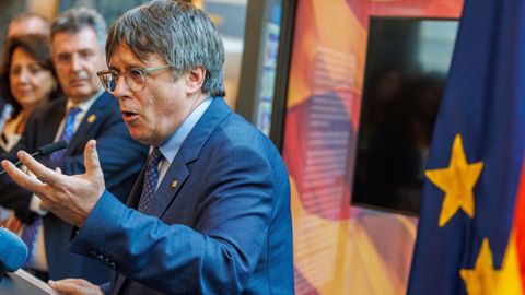 Carles Puigdemont, expresidente de Catalu�a, en una intervenci�n en el Parlamento Europeo.