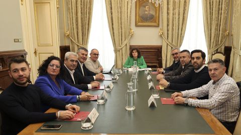 Una de las reuniones celebradas en Santiago de los alcaldes de los concellos implicados en el futuro parque comarcal de bomberos