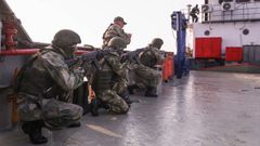Soldados rusos durante un ejercicio militar en el oc�ano �ndico