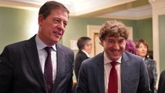 Los candidatos socialistas�en Galicia y el Pa�s Vasco, Jos� Ram�n G�mez Besteiro y Eneko Andueza, respectivamente, este lunes tras el almuerzo informativo