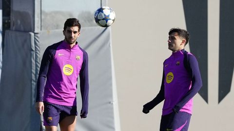 Ferran Torres y Pedri, durante un entrenamiento.