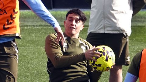 Franco Cervi, en un entrenamiento del Celta.