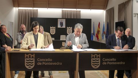 El convenio entre el Concello de Pontevedra, la ONCE y los propietarios de la junta de compensaci&oacute;n se firm&oacute; este lunes en la Casa Consistorial