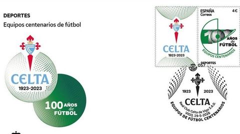 Sobre dedicado al Celta que acompa�a al sello de Correos compartido con otros tres clubes centenarios.