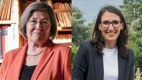 A la izquierda, Clare Short, que ejerci&oacute; de ministra laborista con Tony Blair hasta el 2023, y a la derecha, Rosa Crujeiras, que acaba de ser elegida rectora de la USC