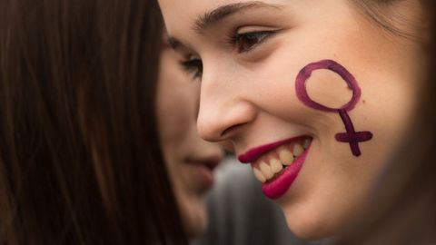 Una estudiante universitaria durante la concentraci�n de alumnos de las universidades de Barcelona